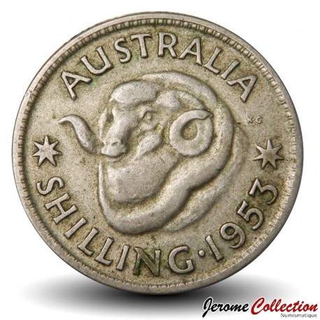 AUSTRALIE - PIECE de 1 Shilling (Argent) - Elizabeth II - Tête de bélier - 1953 – Km53 – JeromeCollection