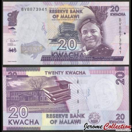 MALAWI - Billet de 20 Kwacha - Ecole Machinga - 2019 – P63e – JeromeCollection