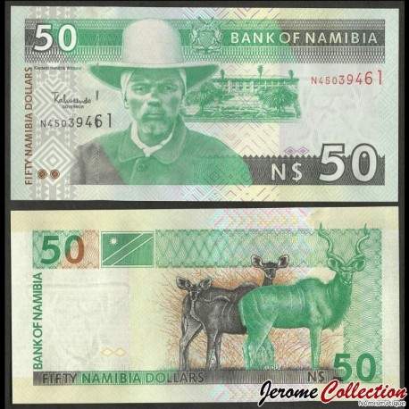 NAMIBIE - Billet de 50 Dollars - Capitaine Hendrik Witbooi - Grand koudous - 2003 – P8b – JeromeCollection