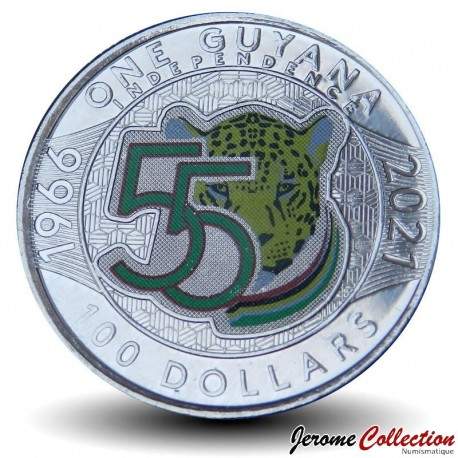 GUYANA - PIECE de 100 Dollars - 55e anniversaire de l'Indépendance - 2021 – Km64 – JeromeCollection