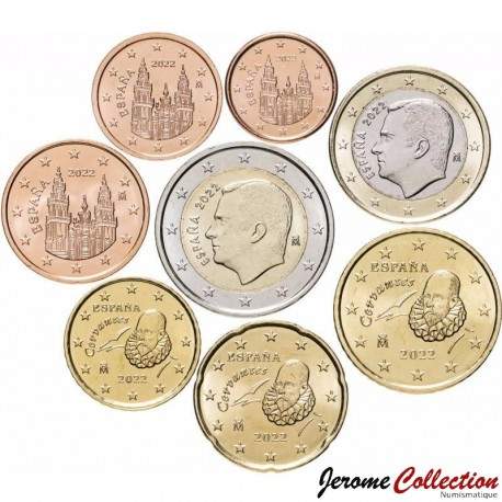 ESPAGNE - SET / LOT de 8 PIECES de 1 2 5 10 20 50 Centimes - 1 2 Euros - 2022 – Km1144 1145 1146 1147 1148 1149 1327
