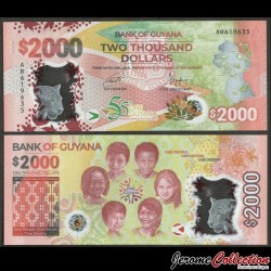 GUYANA - Billet de 2000 Dollars - Polymer - 55 Anniversaire de l'Indépendance - 2021 – P42 – JeromeCollection