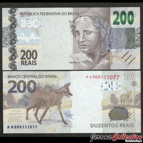 BRESIL - Billet de 200 Reais - Loup à crinière - 2020 – P258 – JeromeCollection