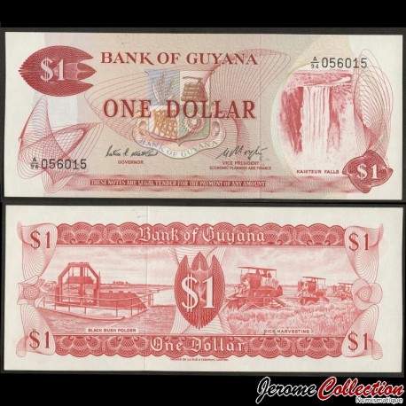 GUYANA - Billet de 1 Dollar - Chutes de Kaieteur - 1983 – P21e – JeromeCollection