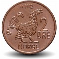 NORVEGE - PIECE de 2 Øre - Petit coq de bruyère- 1972 – Km410 – JeromeCollection