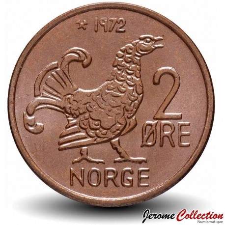 NORVEGE - PIECE de 2 Øre - Petit coq de bruyère- 1972 – Km410 – JeromeCollection