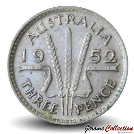 AUSTRALIE - PIECE de 3 Pence (Argent) - George VI - 1952 – Km44 – JeromeCollection
