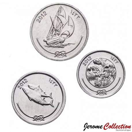 MALDIVES - SET / LOT de 3 PIÈCES - 1 5 10 Laari - 2012 – Km68 69 70 – JeromeCollection