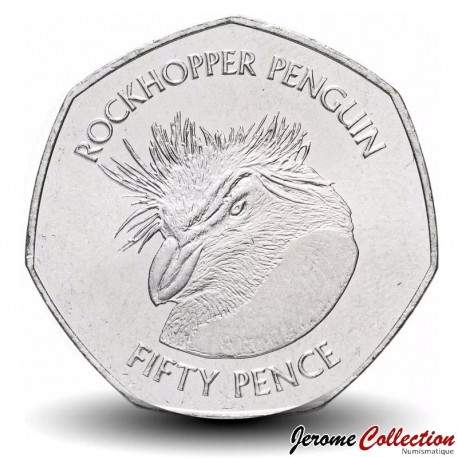 ILES MALOUINES / ILES FALKLAND - PIECE de 50 Pence - Gorfou sauteur - 2018 – Km197 – JeromeCollection