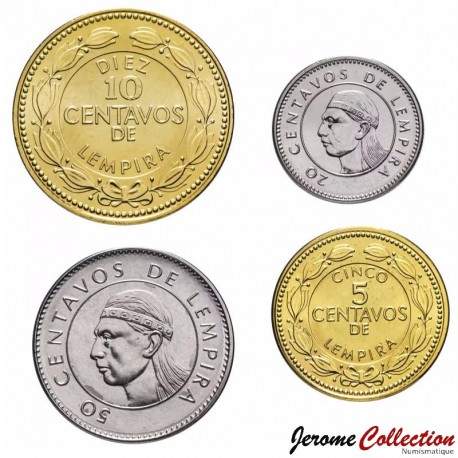 HONDURAS - SET / LOT de 4 PIECES de 5 10 20 50 Centavos - 1998 / 2019 – Km72 76 83 84 – JeromeCollection