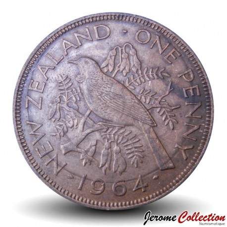 NOUVELLE-ZÉLANDE - PIECE de 1 Penny - Oiseau Tui - 1964 – Km24 – JeromeCollection