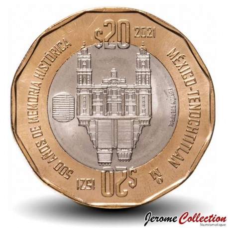 MEXIQUE - PIECE de 20 Pesos - Chute de Mexico-Tenochtitlan - Bimétal - 2021 – Km997 – JeromeCollection