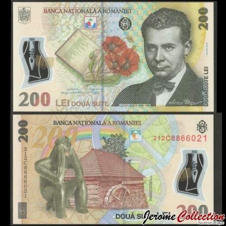 ROUMANIE - Billet de 200 Lei - Lucian Blaga - Polymer - 2021 – P122k – JeromeCollection
