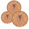 IRLANDE - SET / LOT de 3 PIECES de 1 2 5 Cents - Harpe celtique - 2002 – Km32 33 34 – JeromeCollection