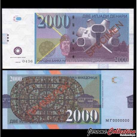 MACEDOINE DU NORD - Billet de 2000 Dinara - Makedonium - SPECIMEN - 2013