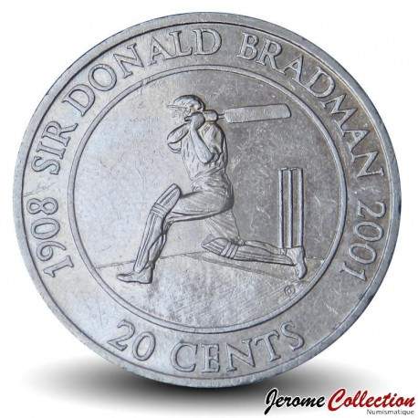 AUSTRALIE - PIECE de 20 Cents - Décès de Donald Bradman - 2001 – Km589 – JeromeCollection
