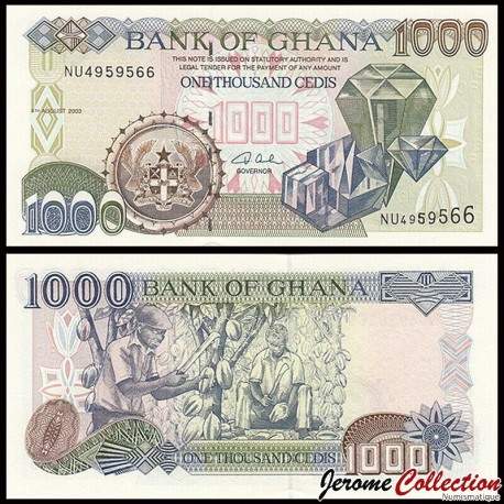 GHANA - Billet de 1000 Cedis - Diamants - 04.08.2003 – P32i – JeromeCollection
