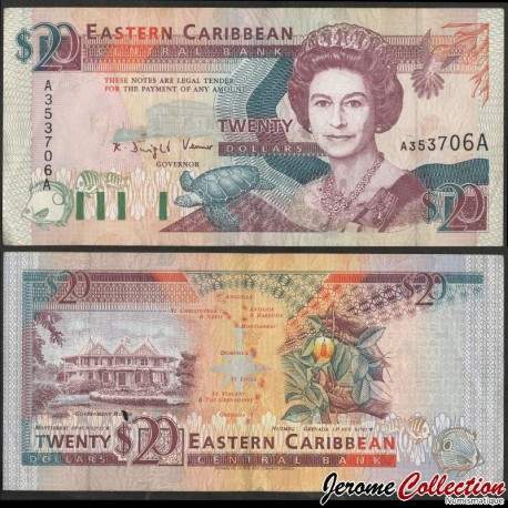 ETATS DE LA CARAIBE ORIENTALE / ANTIGUA - Billet de 20 Dollars - 1993 – P28aA – JeromeCollection
