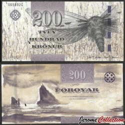 ILES FEROE - Billet de 200 Kroner - Papillon fantôme - 2011
