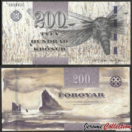 ILES FEROE - Billet de 200 Kroner - Papillon fantôme - 2011 – P31 – JeromeCollection