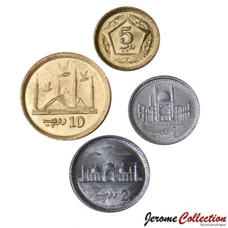 PAKISTAN - SET / LOT de 4 PIECES de 1 2 5 10 Roupies - 2007 / 2021 – Km67 68 75 77 – JeromeCollection