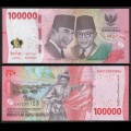 INDONESIE - Billet de 100000 Rupiah - Achmed Sukarno et Mohammed Hatta - 2022 – P168 – JeromeCollection