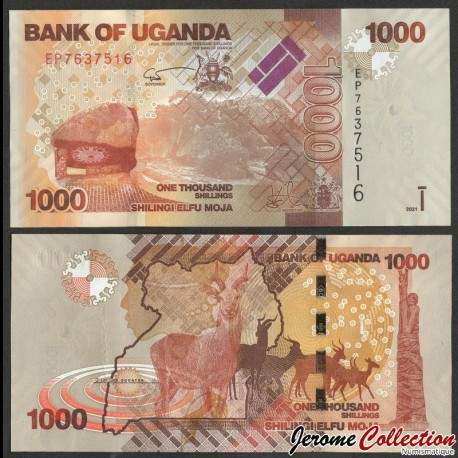 OUGANDA - Billet de 1000 Shillings - Antilopes - 2021 – P49f – JeromeCollection