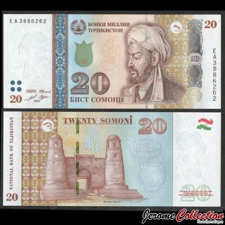 TADJIKISTAN - Billet de 20 Somoni - Avicenne - 2021 – P25d – JeromeCollection