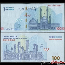 IRAN - IRAN CHEQUE - Billet de 100 Tomans / 1000000 Rials - Mosquée - 2022 – P166a – JeromeCollection