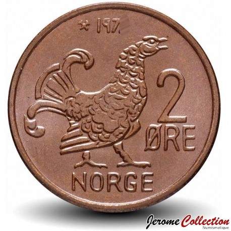 NORVEGE - PIECE de 2 Øre - Petit coq de bruyère - 1970 – Km410 – JeromeCollection