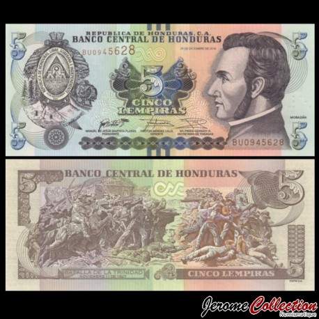 HONDURAS - Billet de 5 Lempiras - 26.12.2016 – P98c – JeromeCollection