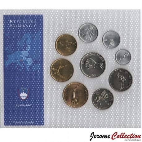 SLOVENIE- SET / LOT de 9 PIECES de 10 20 50 Stotinov 1 2 5 10 20 50 Tolarjev - 1993 / 2006 – Km3 4 5 6 7 8 41 51 52 –