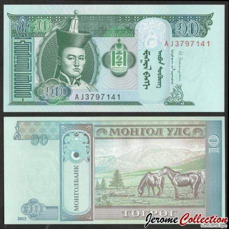 MONGOLIE - Billet de 10 Tögrög - Chevaux - 2013 – P62g – JeromeCollection