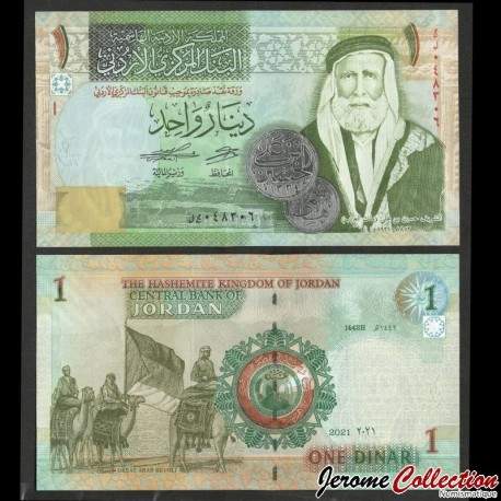 JORDANIE - Billet de 1 Dinar - Roi Hussein ben Ali - 2021 – P34j – JeromeCollection
