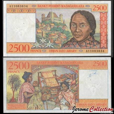 MADAGASCAR - Billet de 2500 Francs / 500 Ariary - Palais de la Reine - 1998 – P81 – JeromeCollection