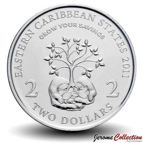 ETATS DE LA CARAIBE ORIENTALE - PIECE de 2 Dollars - Mois de l'information financière - 2011 – Km58 – JeromeCollection