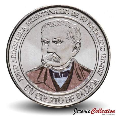 PANAMA - PIECE de 1/4 de BALBOA - Justo Arosemena - Colorisée - 2018 – Km181 – JeromeCollection