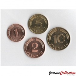 ALLEMAGNE DE L'OUEST / RFA - SET / LOT de 4 PIECES de 1 2 5 10 Pfennig - 1993 / 1995