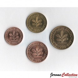 ALLEMAGNE DE L'OUEST / RFA - SET / LOT de 4 PIECES de 1 2 5 10 Pfennig - 1993 / 1995