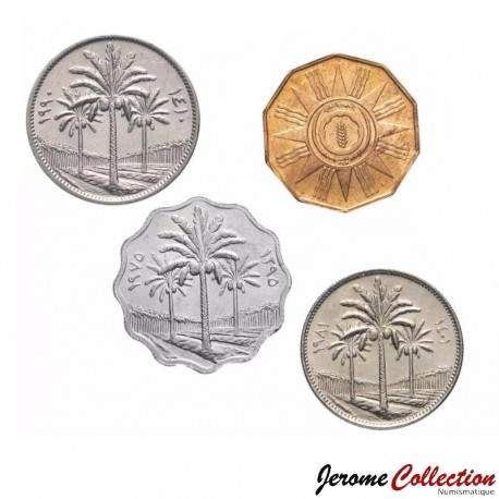 IRAK - SET / LOT de 4 PIECES de 1 5 10 25 50 FILS - 1959 / 1990 – Km119 125 127 128 – JeromeCollection