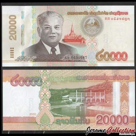 LAOS - Billet de 20000 Kip - Complexe hydroélectrique de Theun-Hinboune - 2020 / 2022 – P41C – JeromeCollection