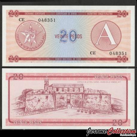 CUBA - Billet de 20 Pesos - A - Forteresse de la Real Fuerza - 1985 – Pfx5 – JeromeCollection
