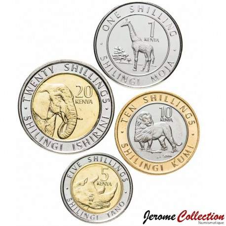 KENYA - SET / LOT de 4 PIECES de 1 5 10 20 Shillings - Animaux - 2018 – Km45 46 47 48 – JeromeCollection