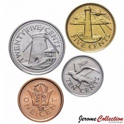 BARBADE - SET / LOT de 4 PIECES de 1 5 10 25 Cents - 1973 / 2008
