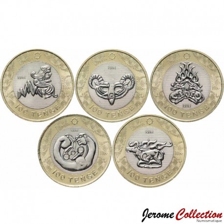 KAZAKHSTAN - SET / LOT de 5 PIECES de 100 Tenge - Style Sakas - BIMETAL - 2022 – Km549 550 551 552 553 –
