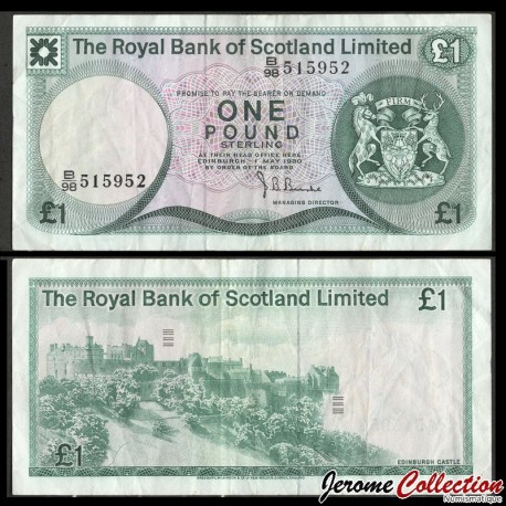 ECOSSE / THE ROYAL BANK OF SCOTLAND - Billet de 1 Pound Sterling - Château d'Édimbourg - 01.05.1980 – P336a9 –
