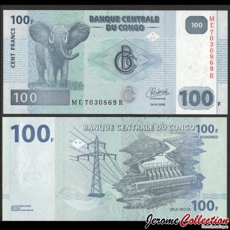 CONGO - Billet de 100 Francs - Éléphant - HdM - 2022 – P98c – JeromeCollection
