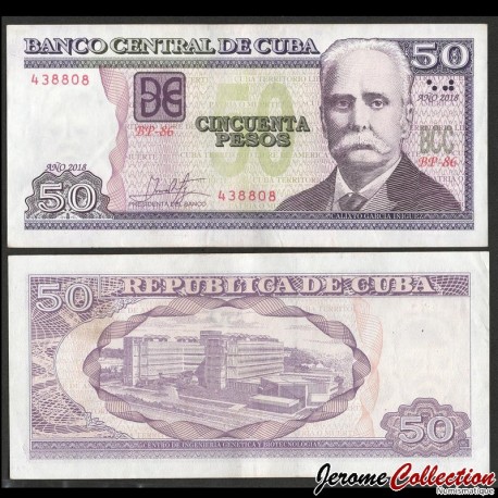 CUBA - Billet de 50 Pesos - Calixto García Iñiguez - 2018 – P123l – JeromeCollection