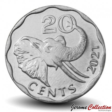 ESWATINI (ex SWAZILAND) - PIECE de 20 Cents - Mswati III - Tête d'éléphant - 2021 – Km70 – JeromeCollection