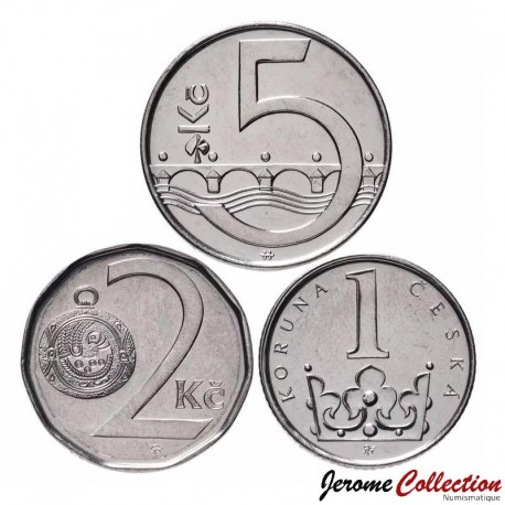 REPUBLIQUE TCHEQUE - SET / LOT de 3 PIECES de 1 2 5 Korun - 2010 / 2012 – Km7 8 9 – JeromeCollection